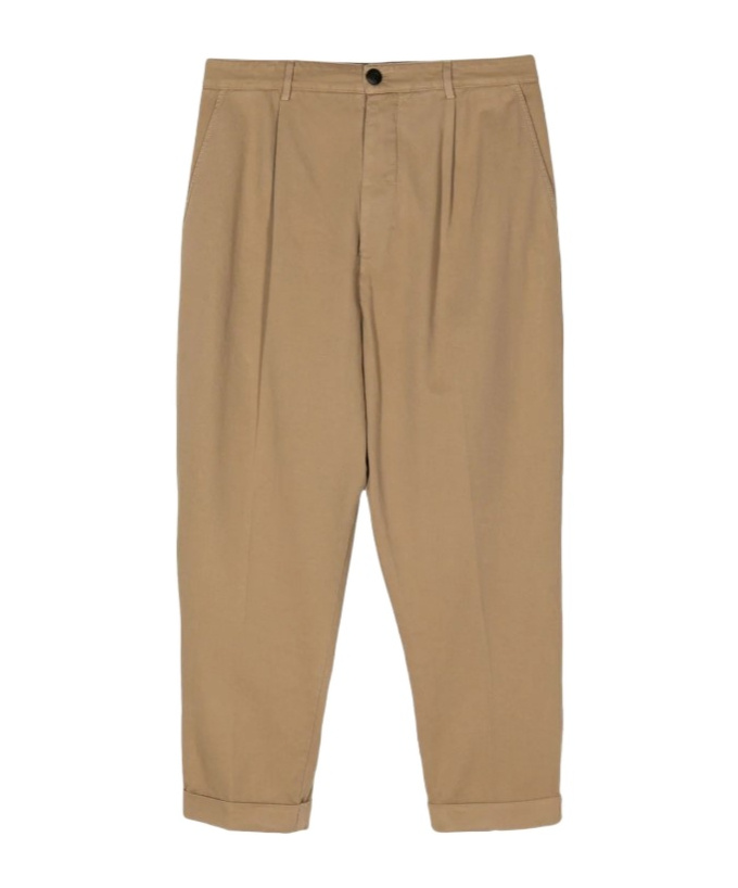 Dondup Adam Cropped Cotton Chino Trousers In Brown