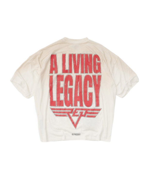 Represent Mens Washed Ecru Legacy Tour Graphic-print Short-sleeves Cotton Blend T-shirt In White