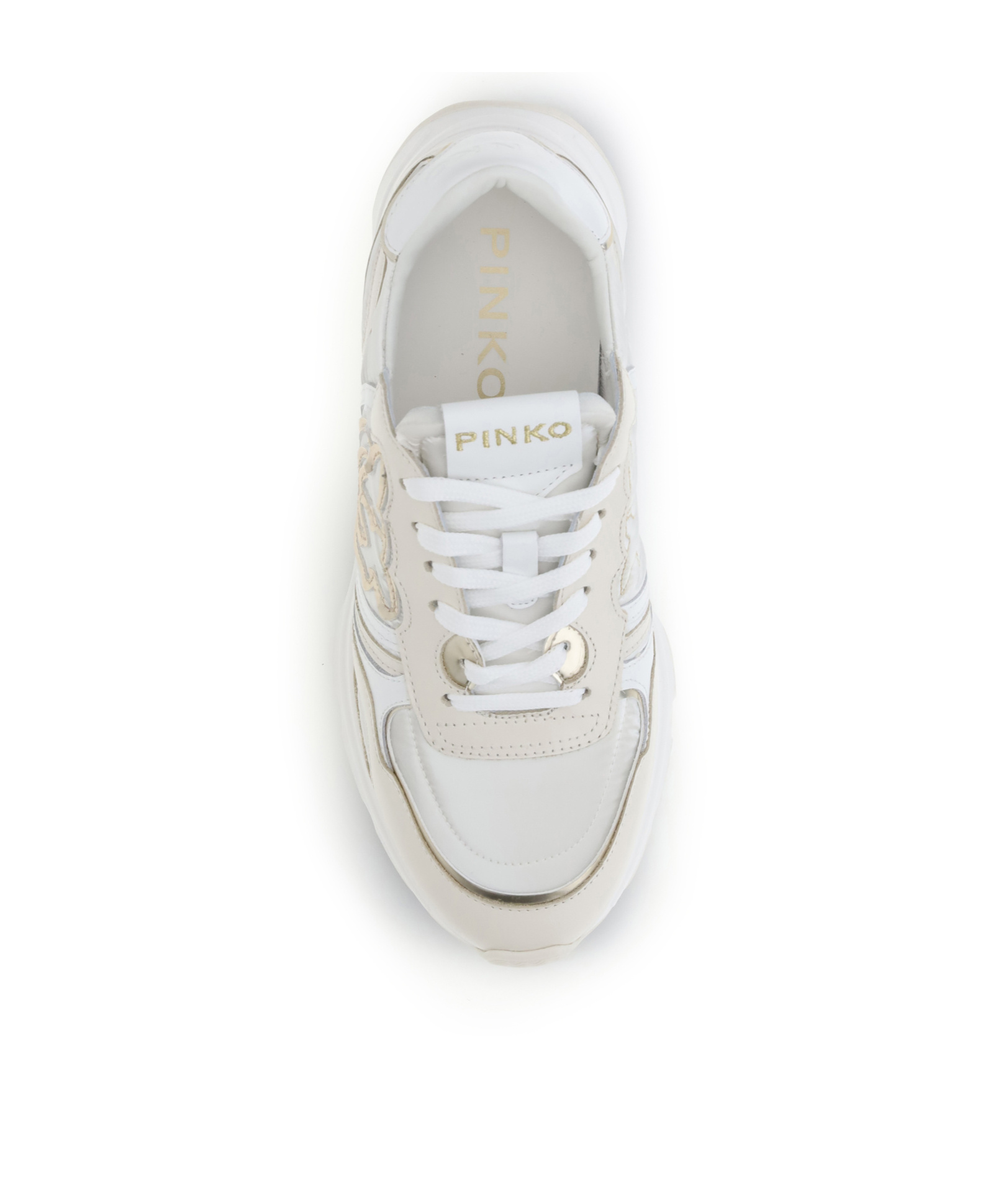 Pinko Zoe Logo-detail Leather Sneakers In Neutral