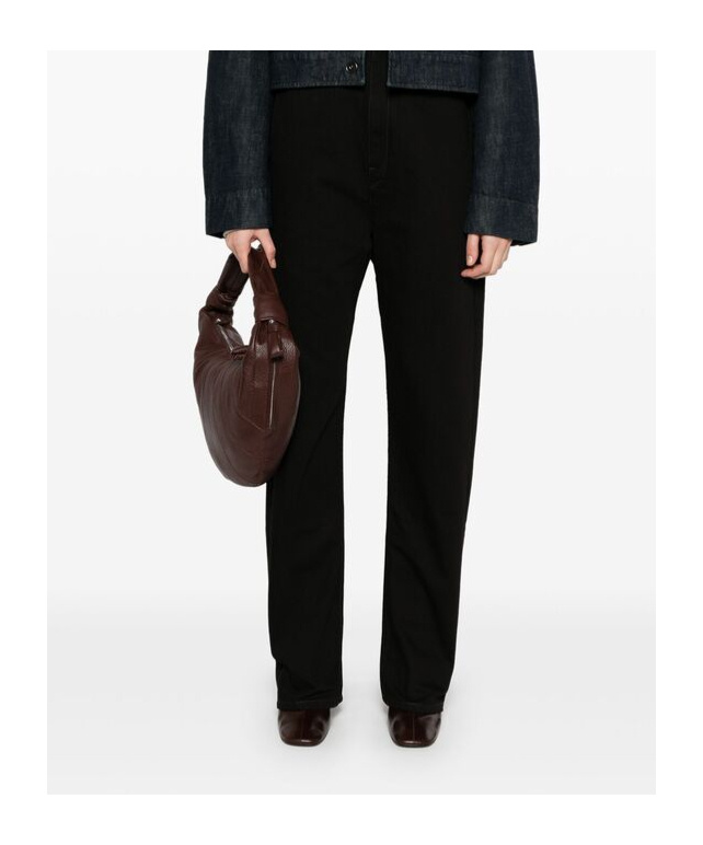 Lemaire High-rise Waist Straight Leg Trousers In Black