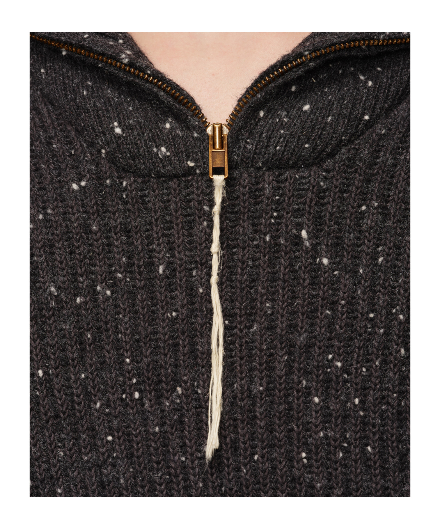 Maison Margiela Shetland Wool Zip Sweatshirt Man Charcoal In Black