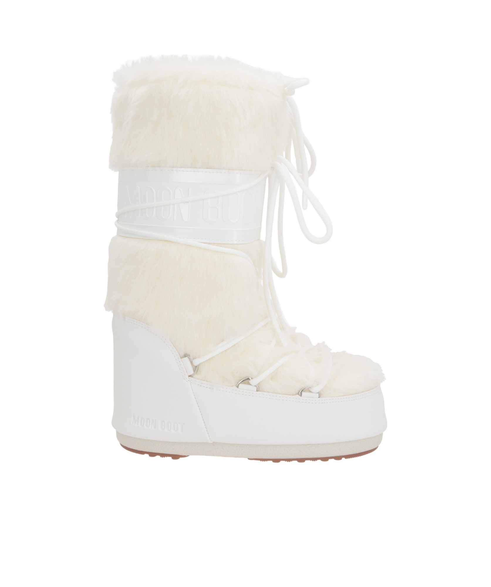 Moon Boot Women's Icon Faux Fur Knee-high Boots White In White