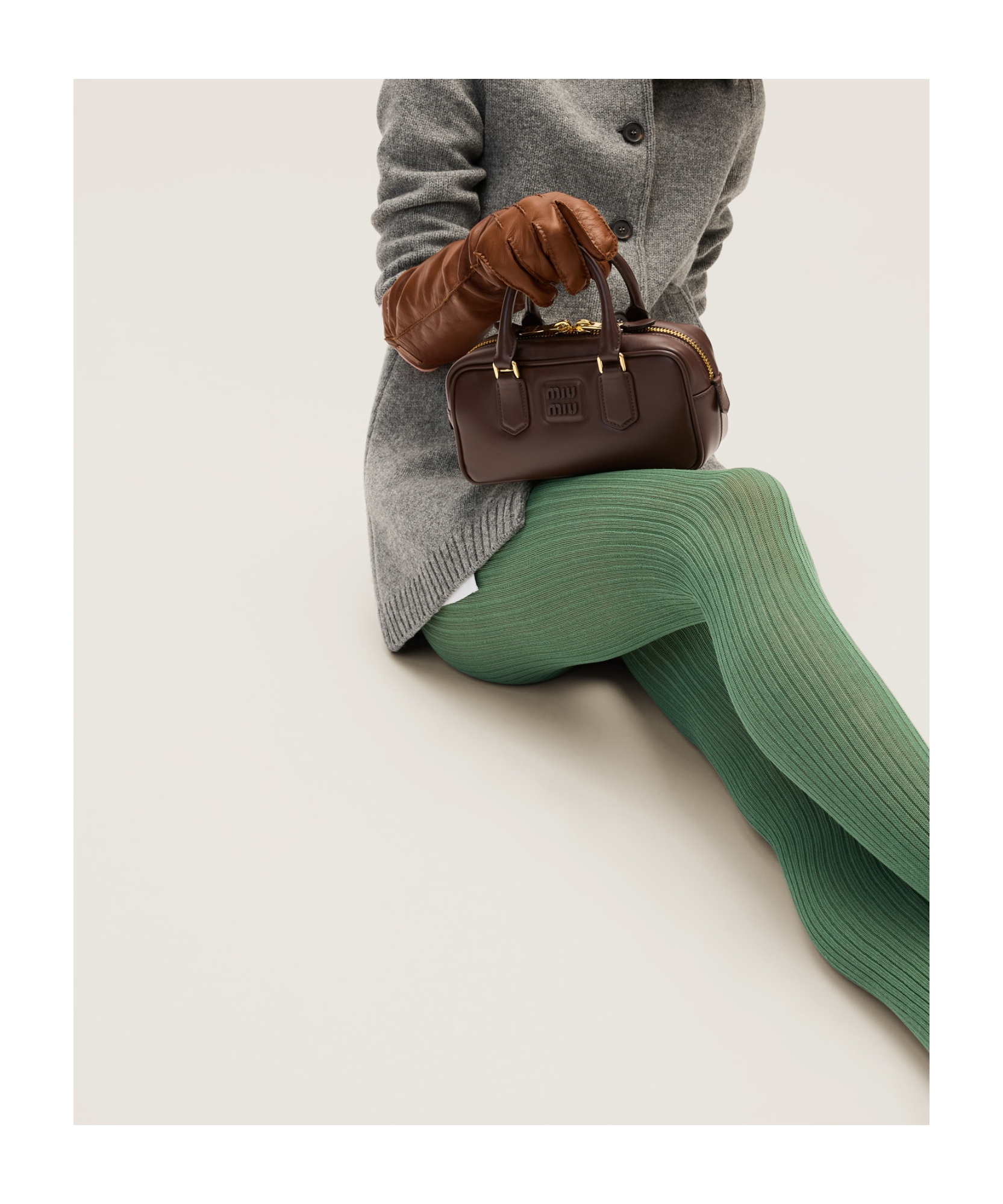 Miu Miu Arcadie Leather Tote Bag In Brown