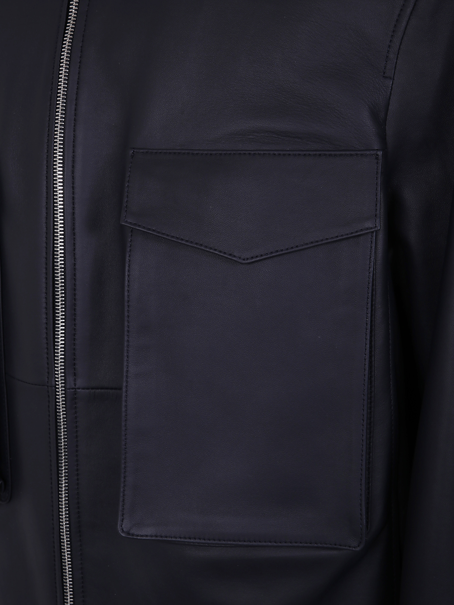 Desa 1972 Leather Patch Pocket Bomber Jacket In Black