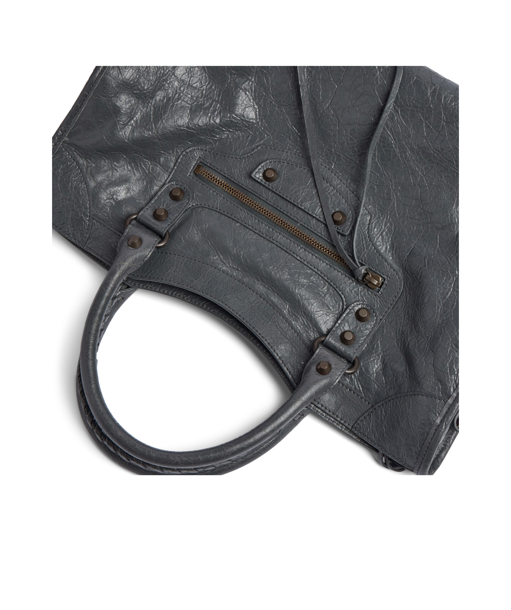 Balenciaga Le City Medium Crinkled Leather Top-handle Bag In Black