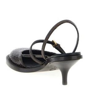 Dries Van Noten Slingback Sandals With Buckle And Kitten Heel In Black