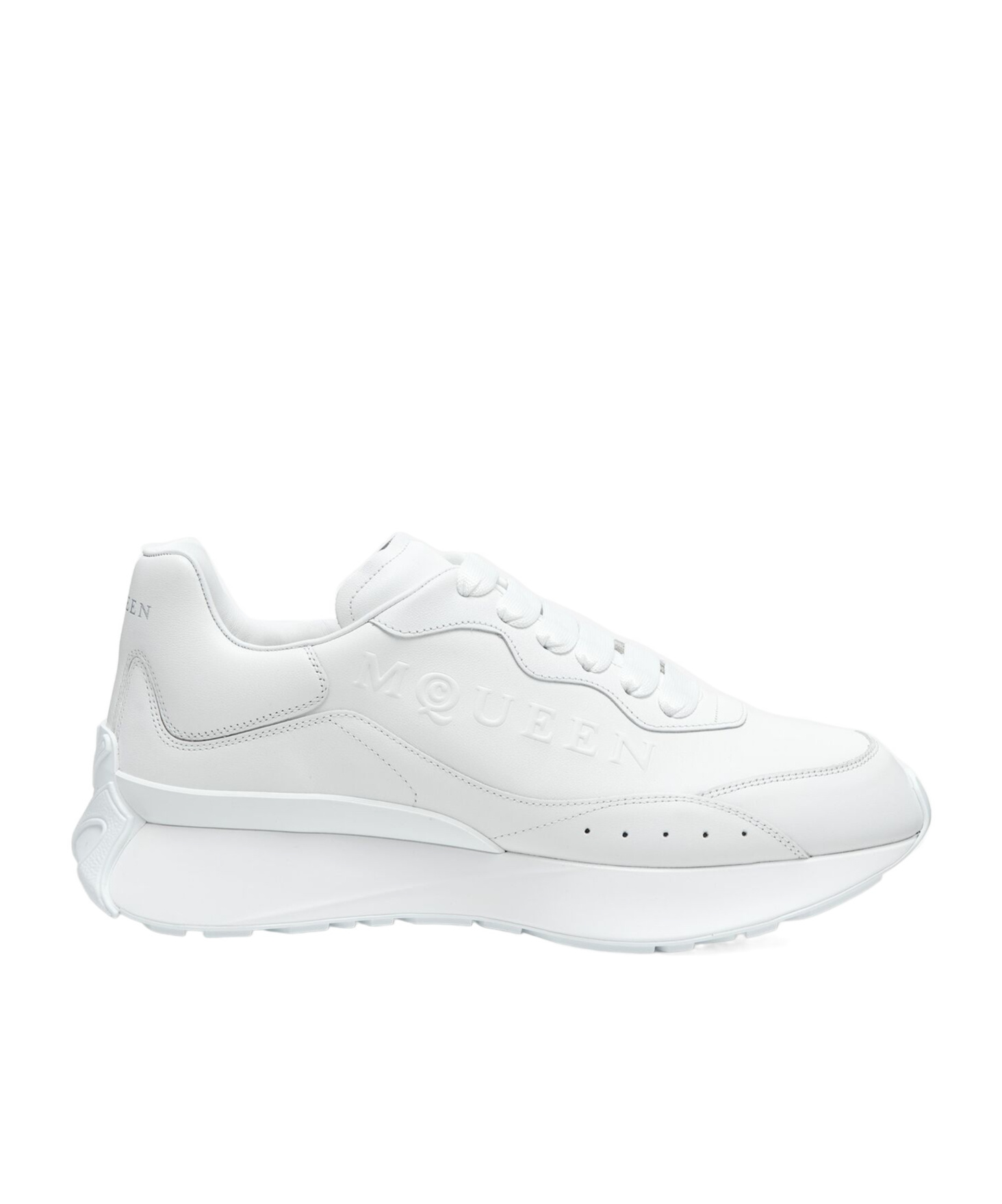 Alexander Mcqueen Sprint Runner Metallic-panel Leather Sneakers In White