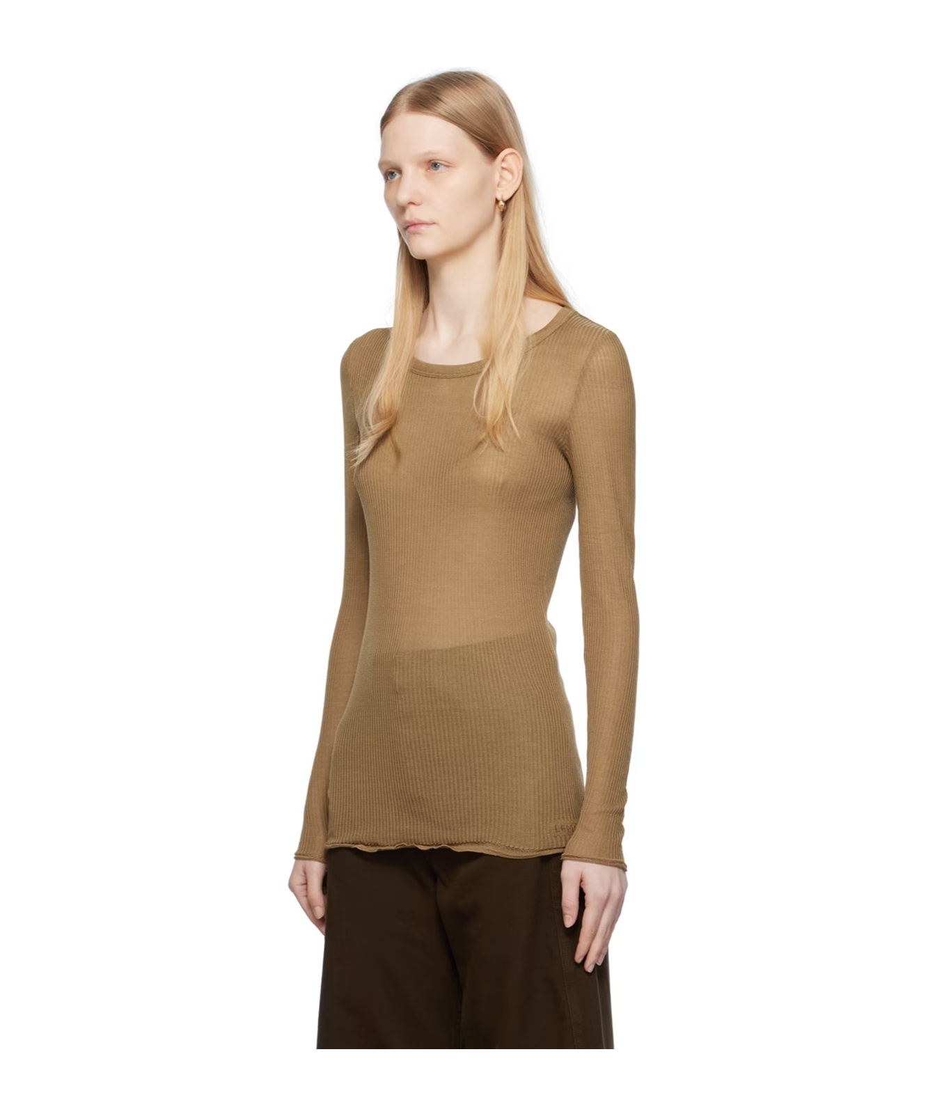 Lemaire T-shirt With Round Neck And Long Sleeves In Black
