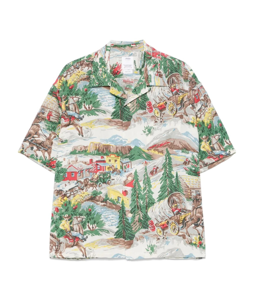 Visvim Crosby Convertible-collar Printed Silk Shirt In Multi