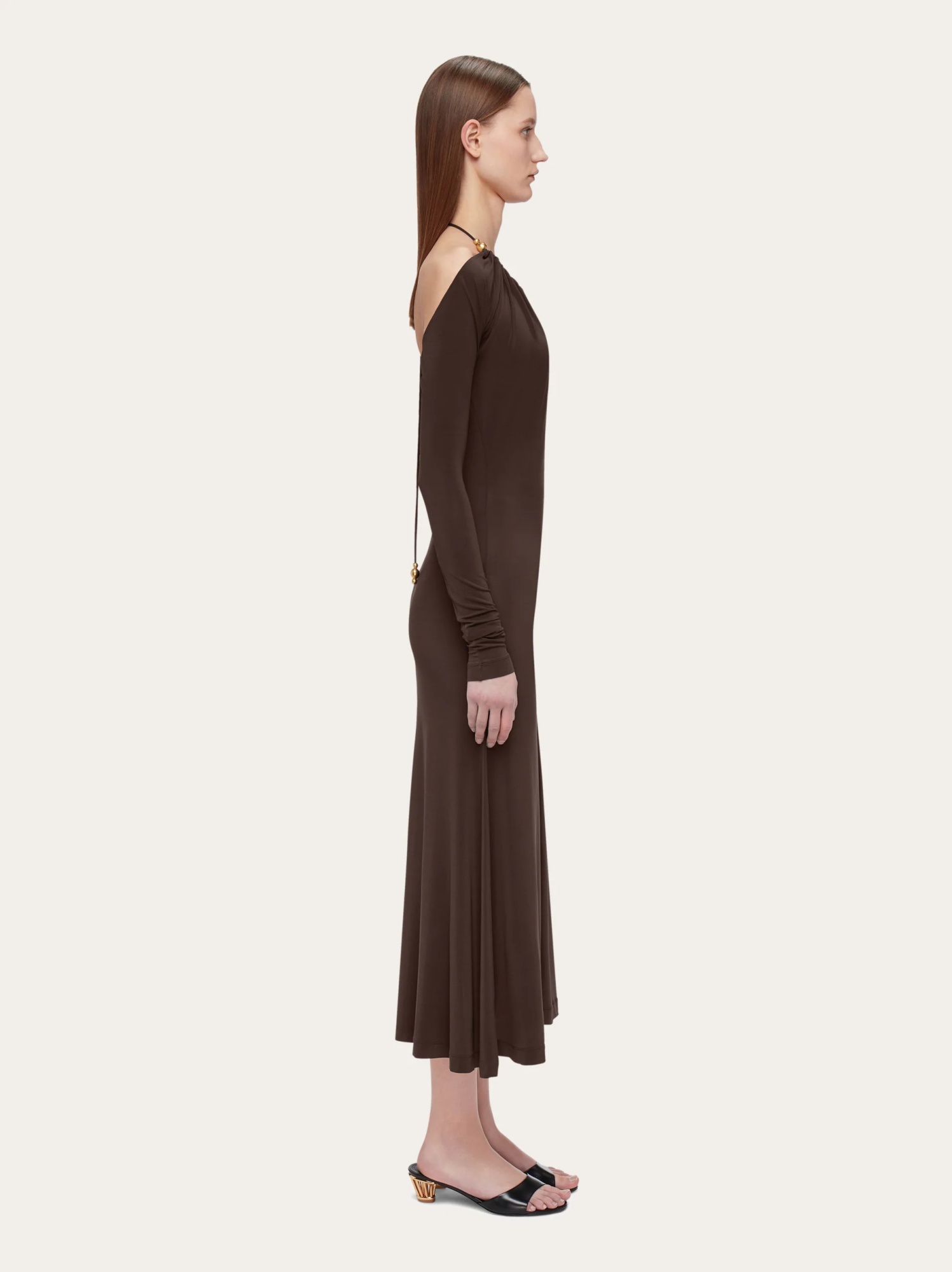 Ferragamo Open-back Crepe Maxi Dress In Black