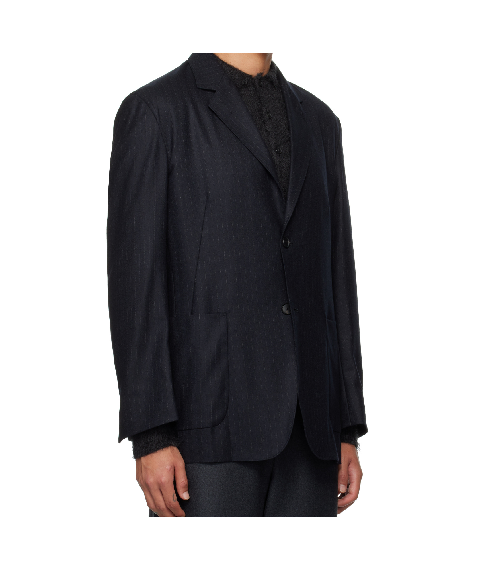 Auralee Striped Suit Coat In Black