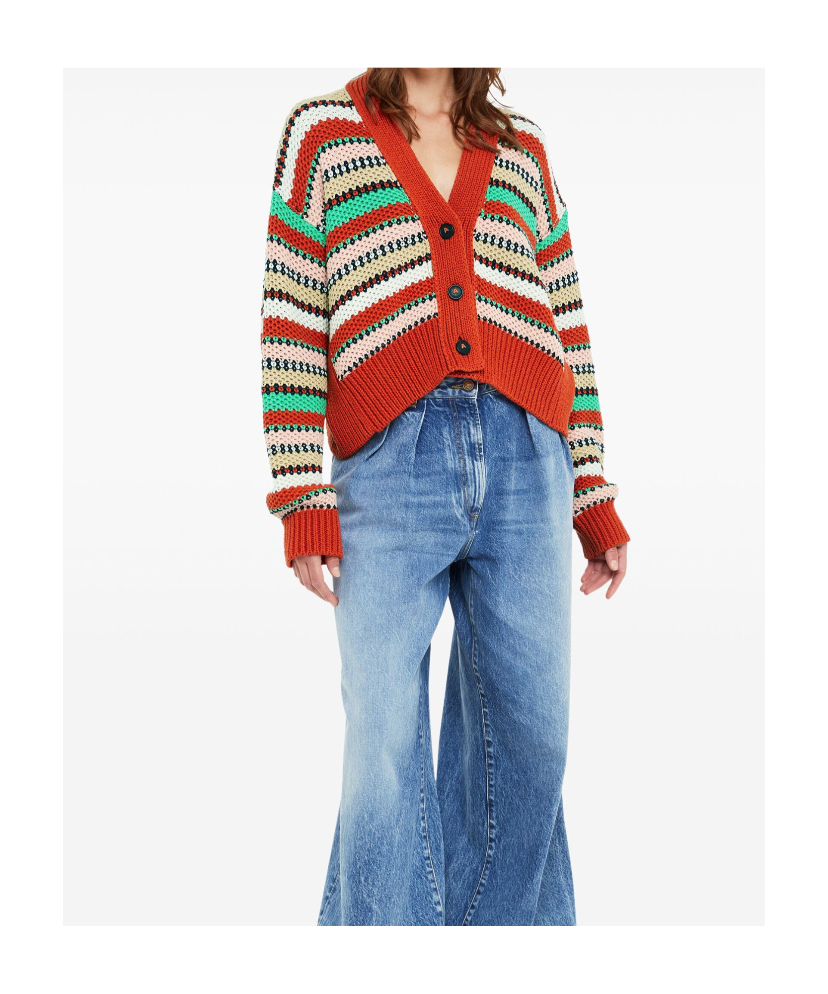 Alanui Sunny Stripes Cardigan In Red