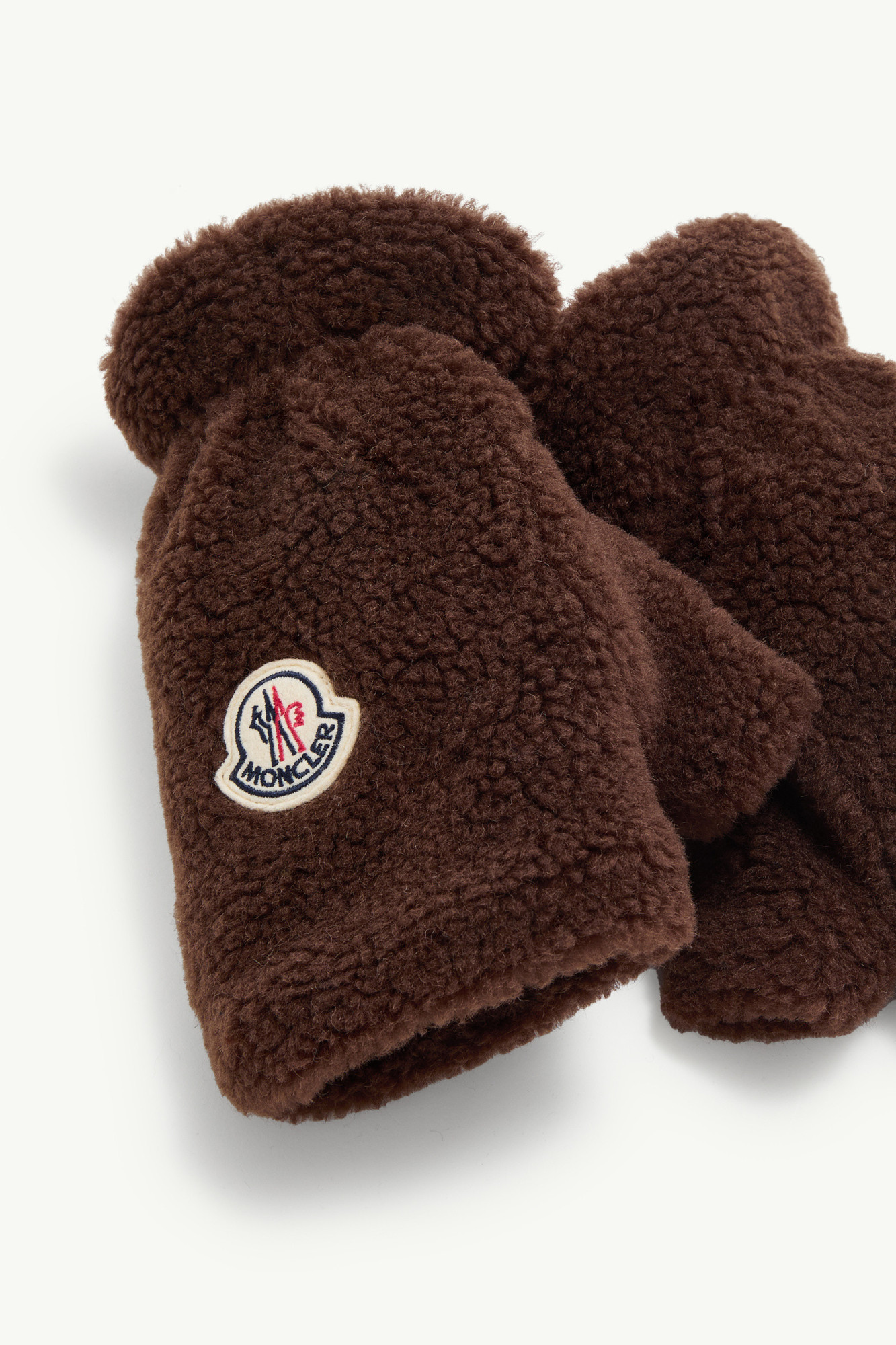 Moncler Teddy Fingerless Gloves In Brown