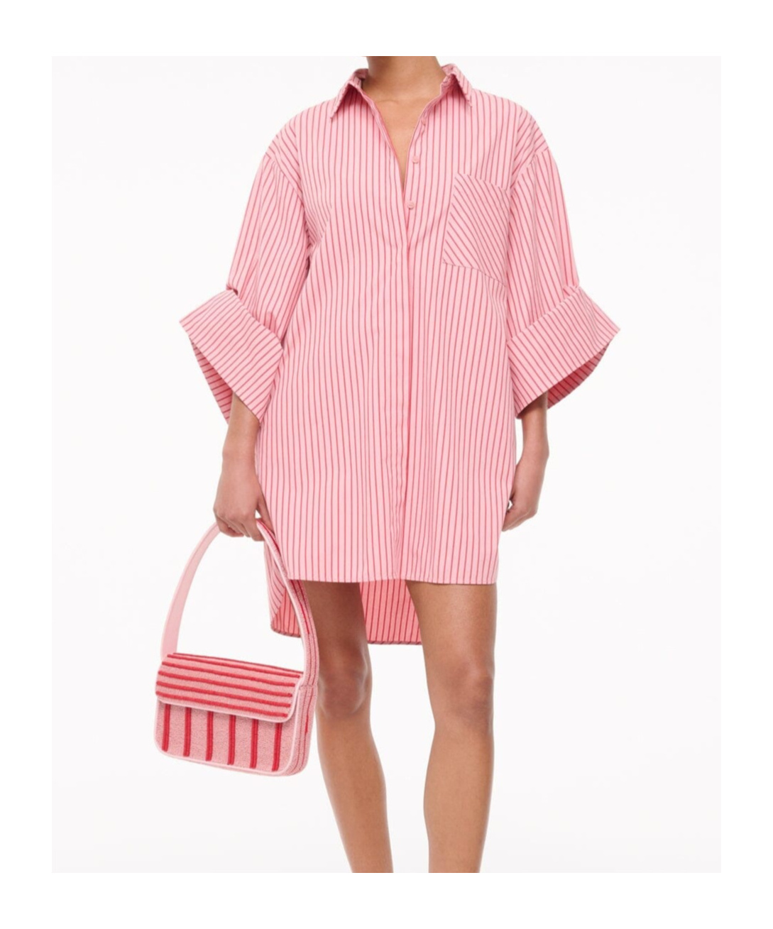 Staud Nico Dress Montauk Stripe In Pink