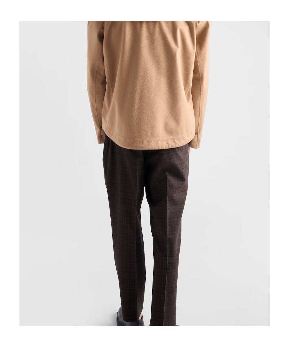 Prada Prince Of Wales Check Wool Pants In Brown