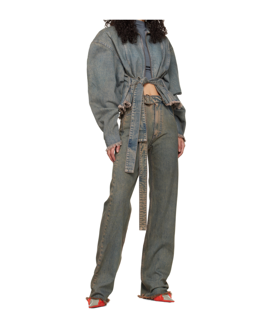 Jade Cropper Wrap Belt Straight-leg Jeans