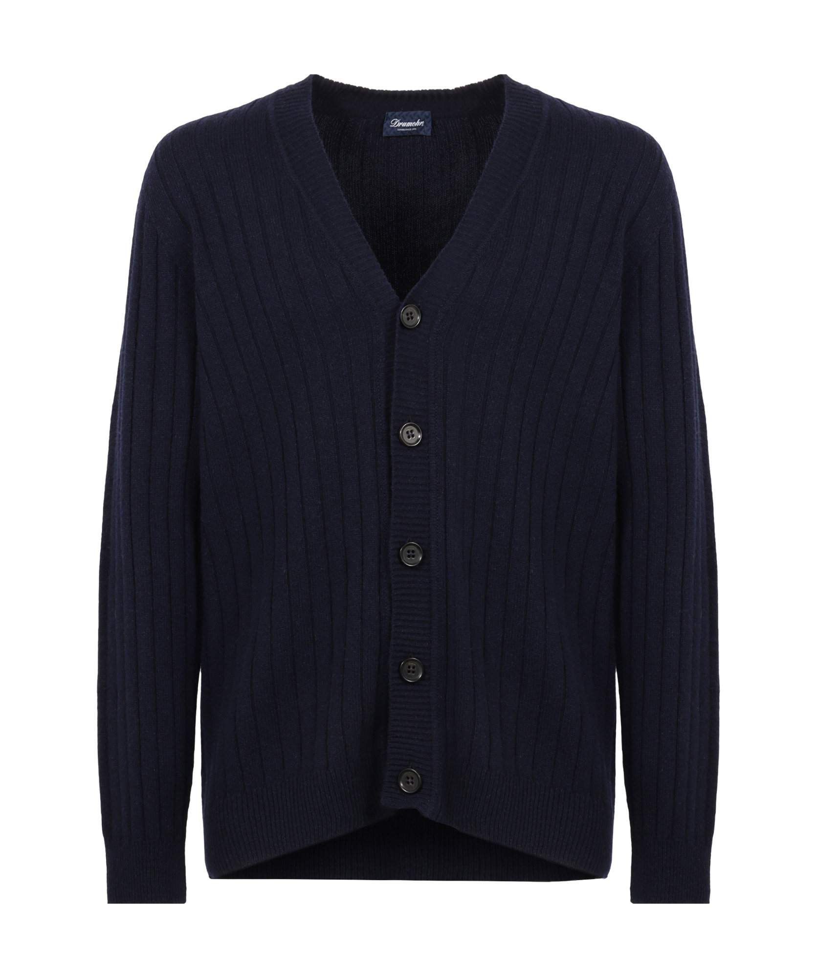 Drumohr Long-sleeved Knitted Cardigan In Black