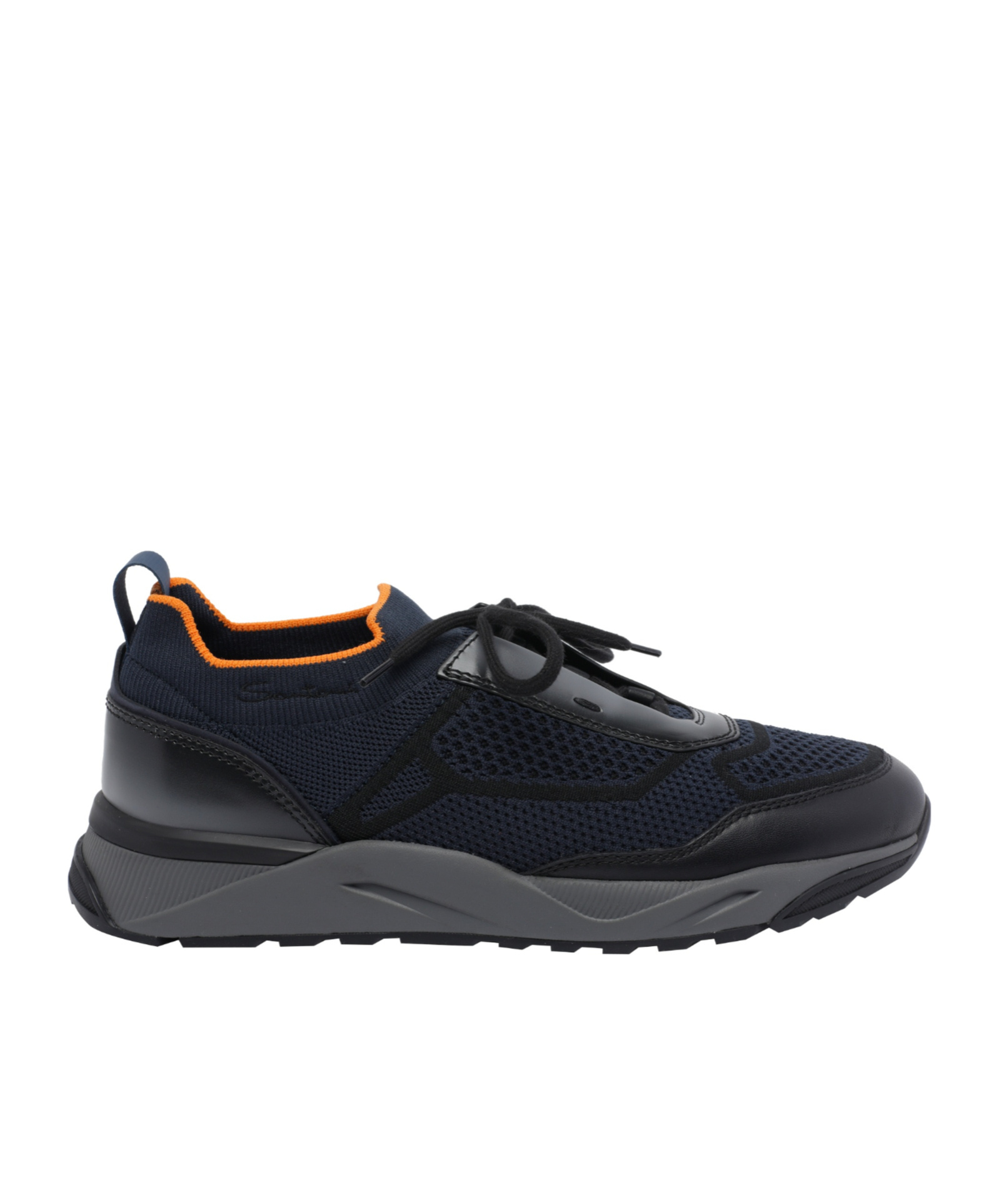 Santoni Casual Low Top Sneakers With Round Toe In Black