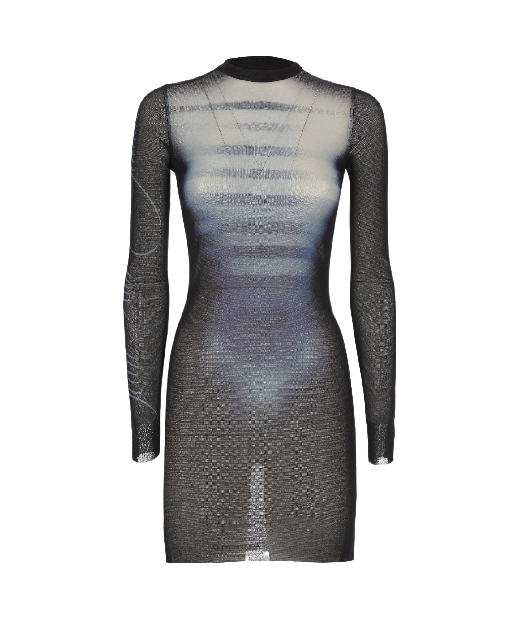 Jean Paul Gaultier Le Mâle Printed Mesh Mini Dress In Black