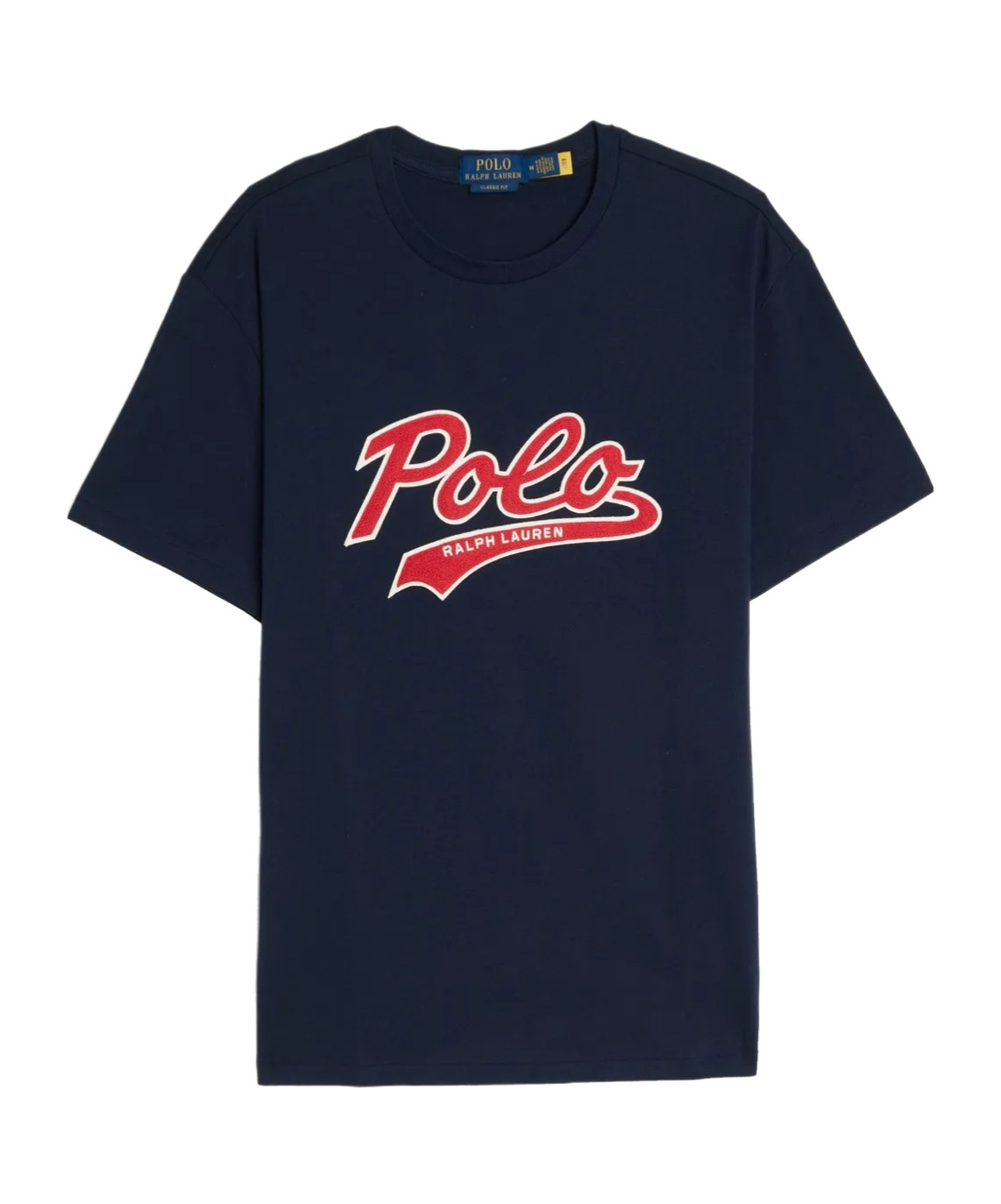 Polo Ralph Lauren Blue Crewneck T-shirt With Logo Print On The Front In Black