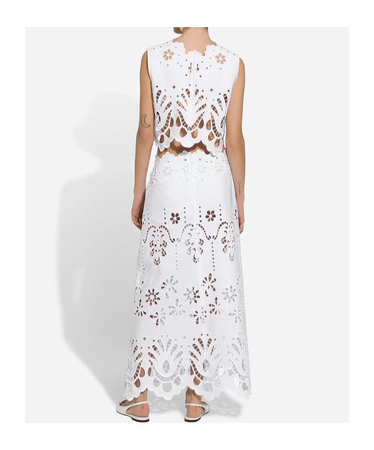 Dolce & Gabbana Longue Skirt With Cut-out In White