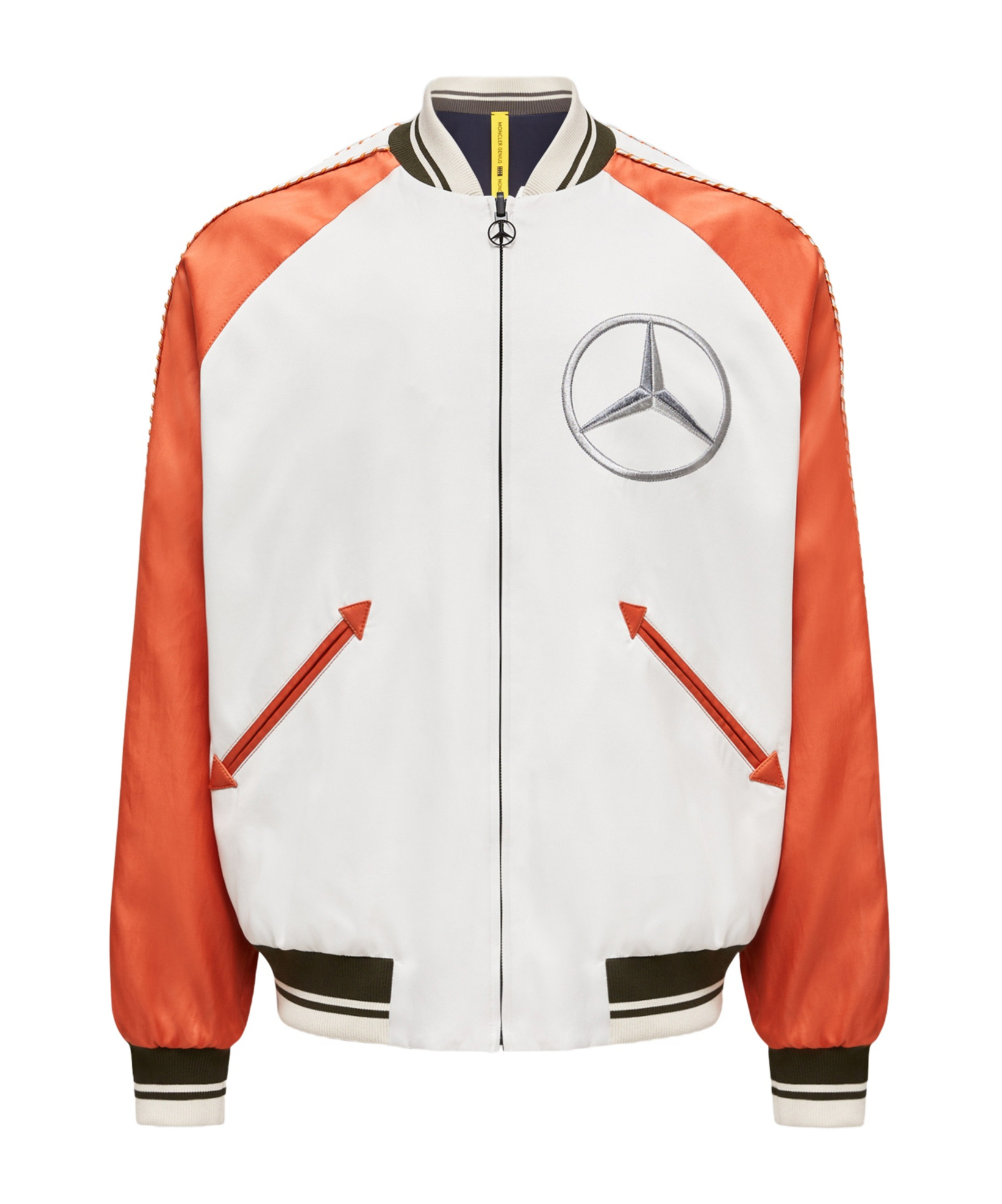 Moncler X Mercedes-benz By Nigo Satet Reversible Satin Bomber In White