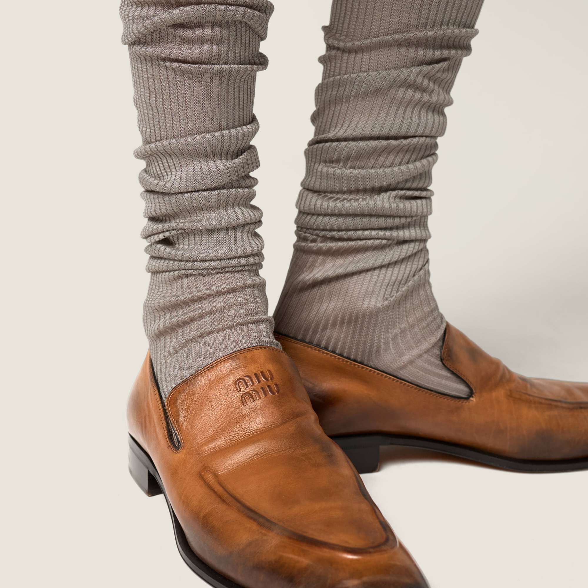 Miu Miu Runway Waxed Loafer In Brown