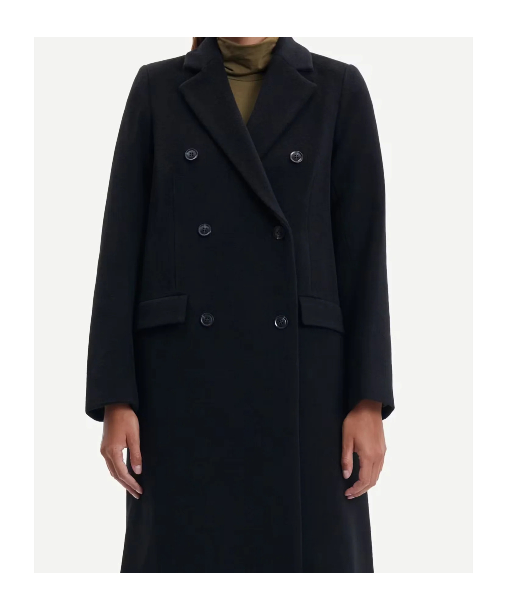 Samsoe & Samsoe Falcon Double-breasted Coat In Black