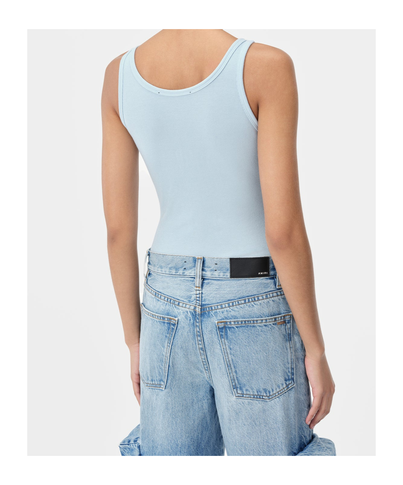 Amiri Ribbed Tank Top In Blue
