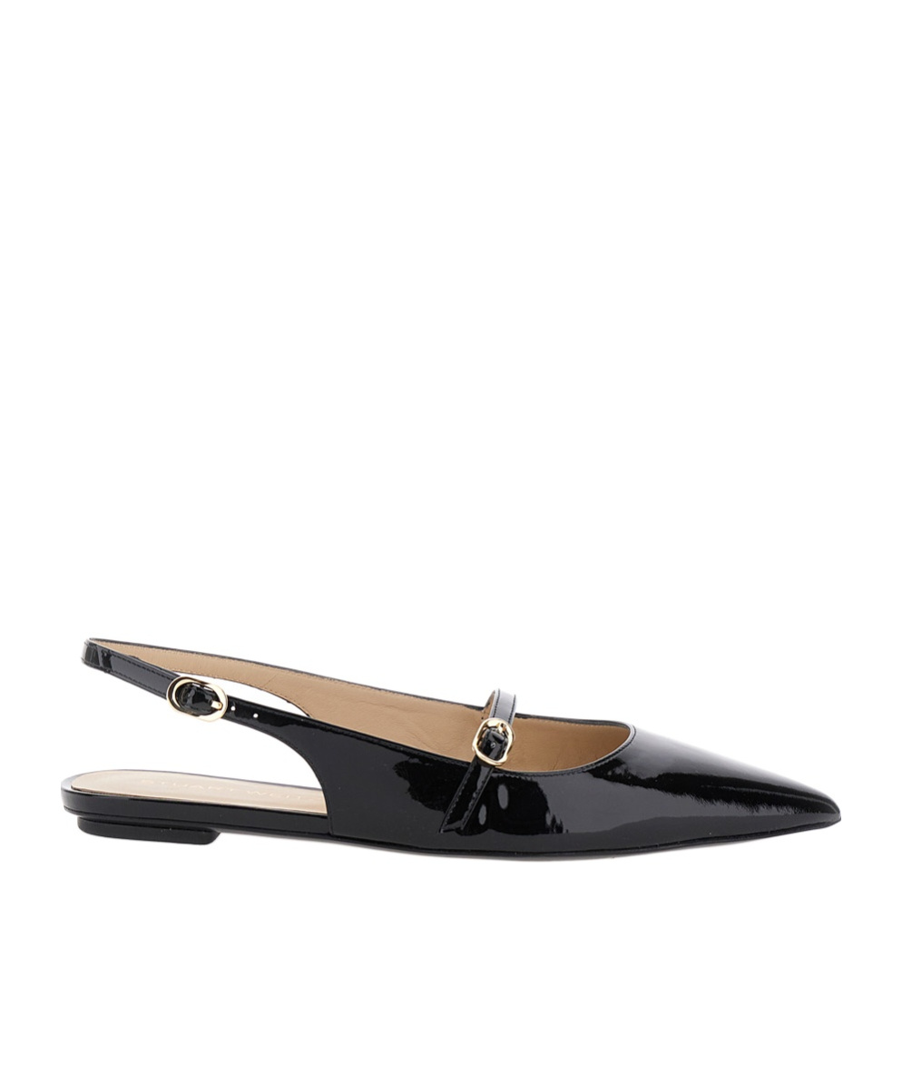 Stuart Weitzman 'emilia' Black Slingback Sandals With Adjustable Strap Closure