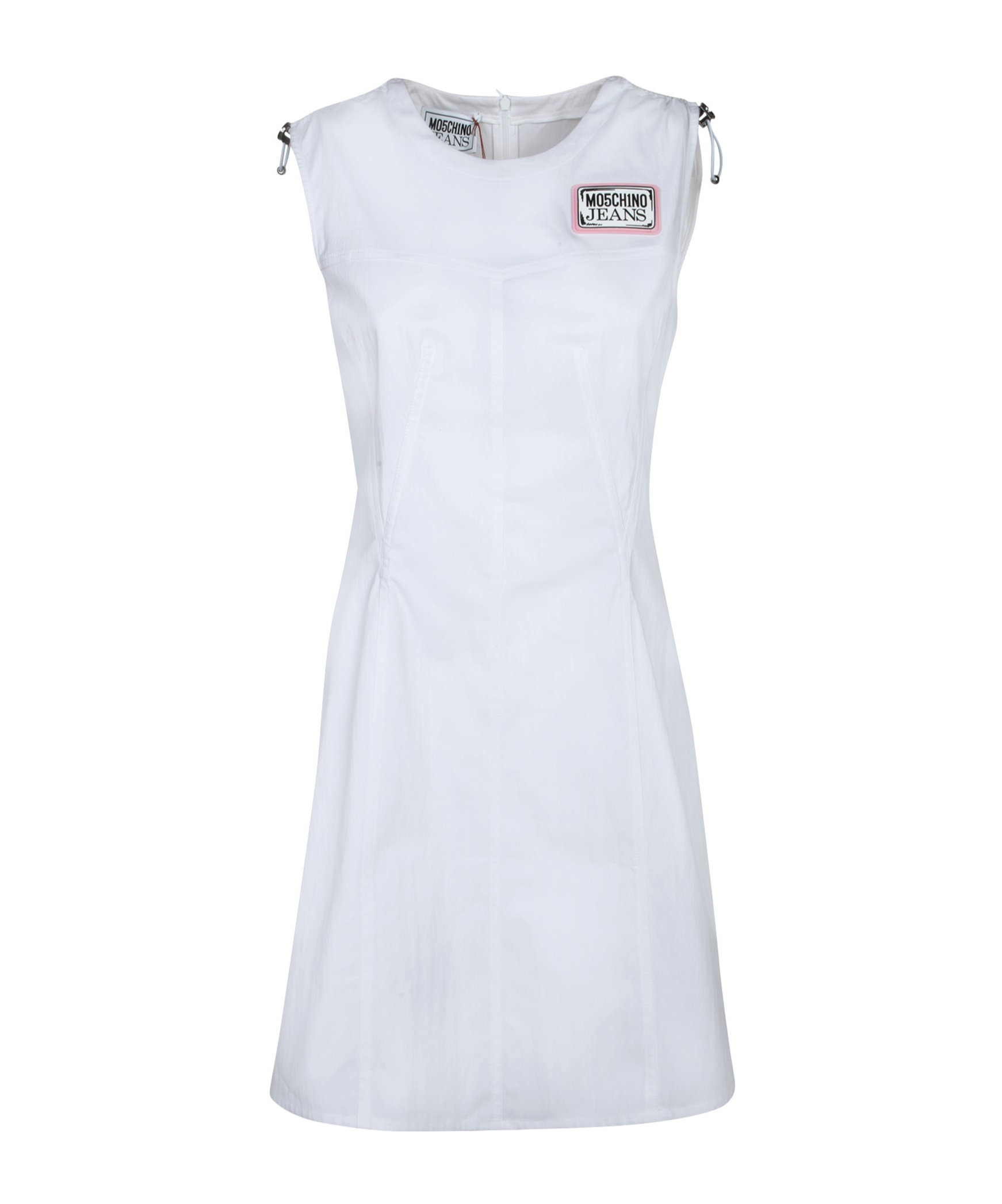 Moschino Jeans Logo Patch Sleeveless Dress In White