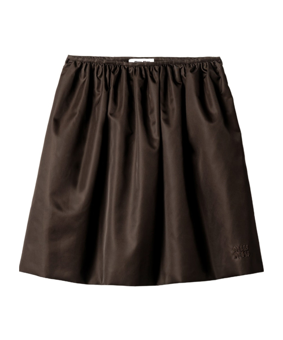 Miu Miu Ruched Skirt In Brown