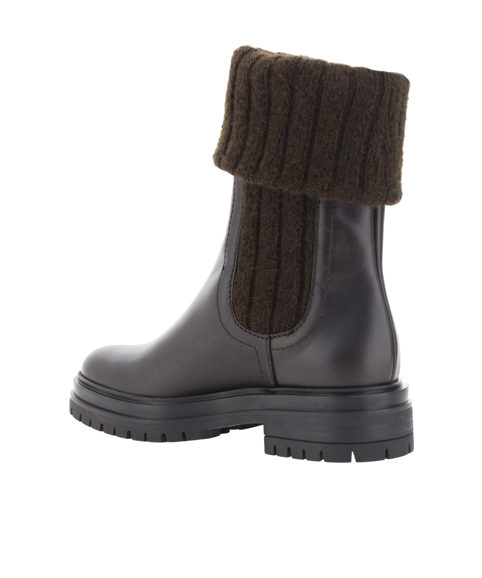 Gianvito Rossi Tenney Calf Knit Chalet Boots Mocha In Black