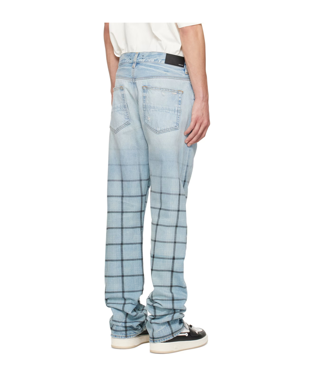 Amiri Blue Faded Out Plaid Jeans In Blue