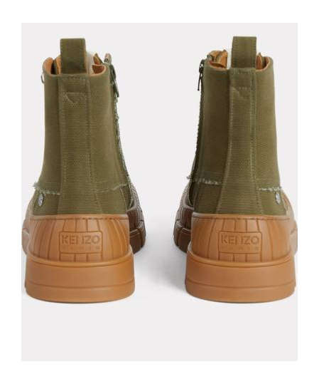 Kenzo High-top Pull-tab Round Toe Rubber Sole Boots In Green