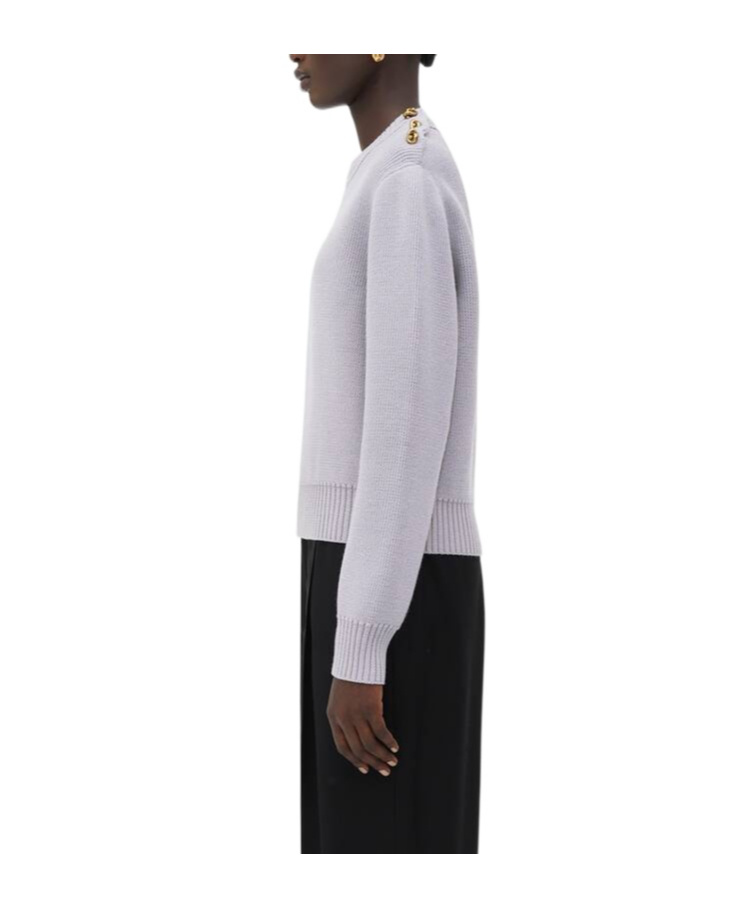 Bottega Veneta Round-neck Knitted Sweater In Gray