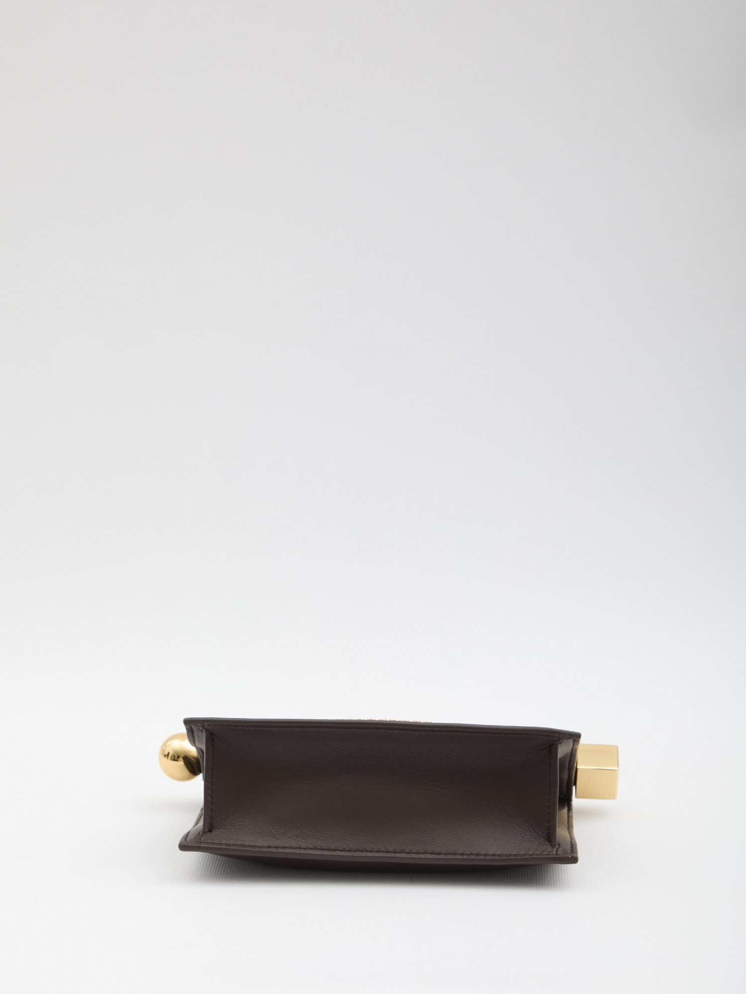 Jacquemus Rectangular Leather Clutch And Chain Strap In Black