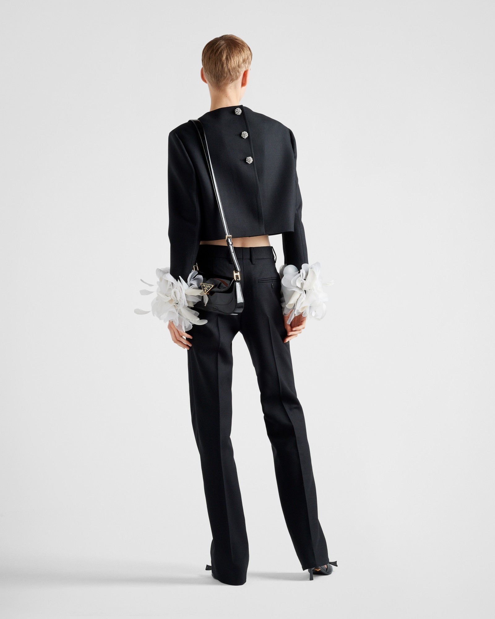 Prada Welt Pocket Wool Dress Trousers In Black