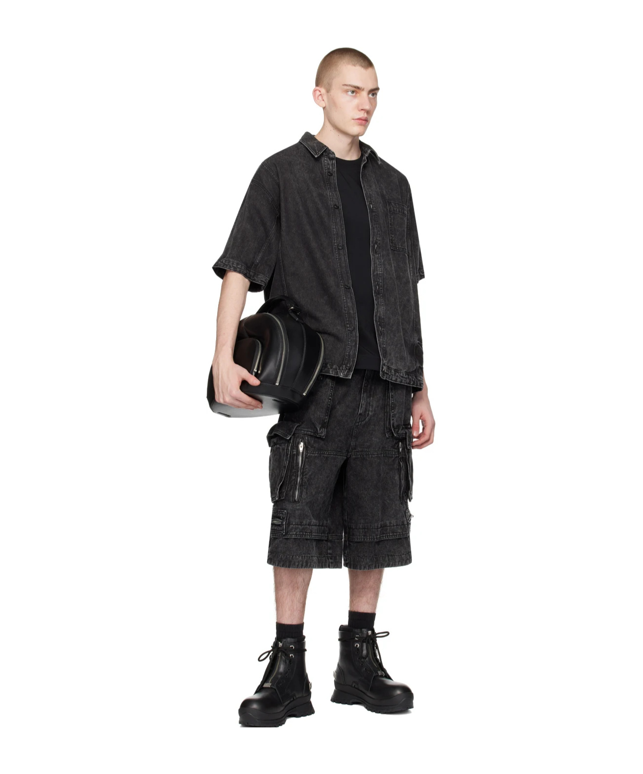 Juunj Black Faded Denim Shirt In Black