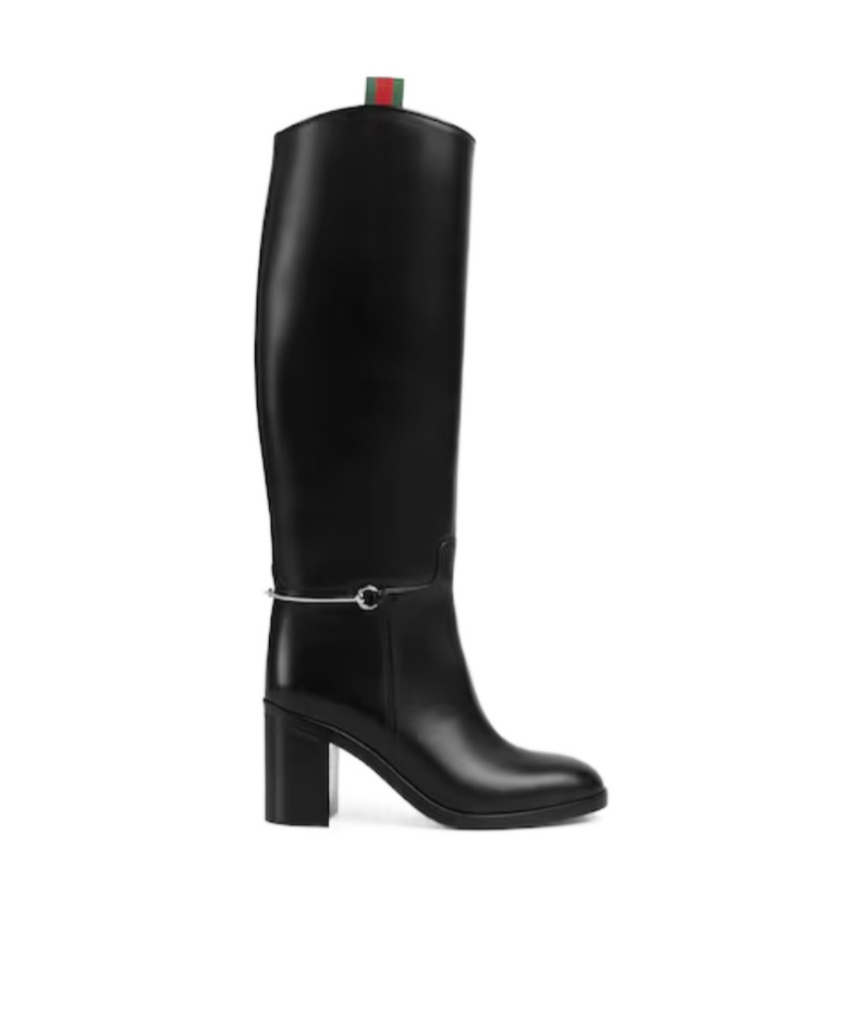 Gucci Buckled Strap High Knee Boots In Black
