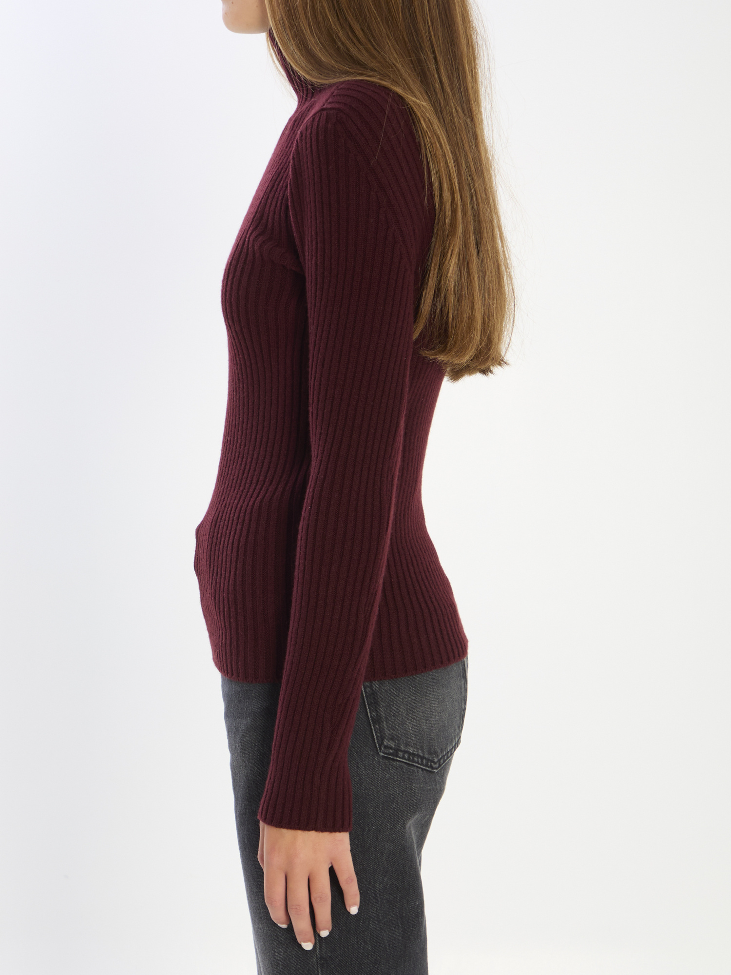 Max Mara Wool And Cashmere High Neck Knit Top In Multi