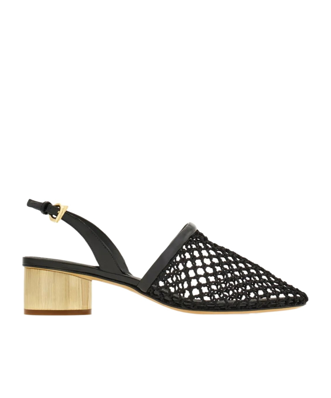 Ferragamo Mesh Open-heeled Shoes In Black