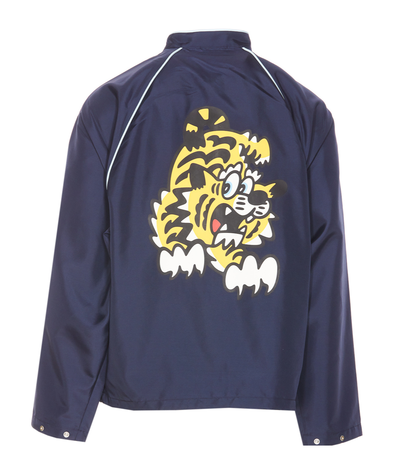 Kenzo Piping Contrast Graphic Logo Print Zip Pockets In Blue
