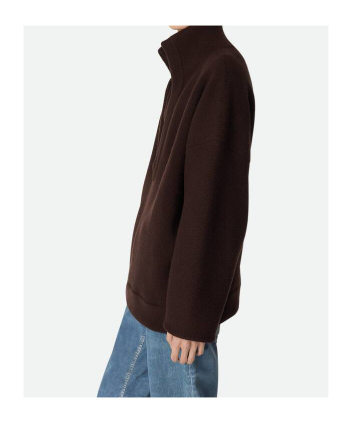 Bottega Veneta Chunky Compact Wool Blend V-neck Sweater In Black