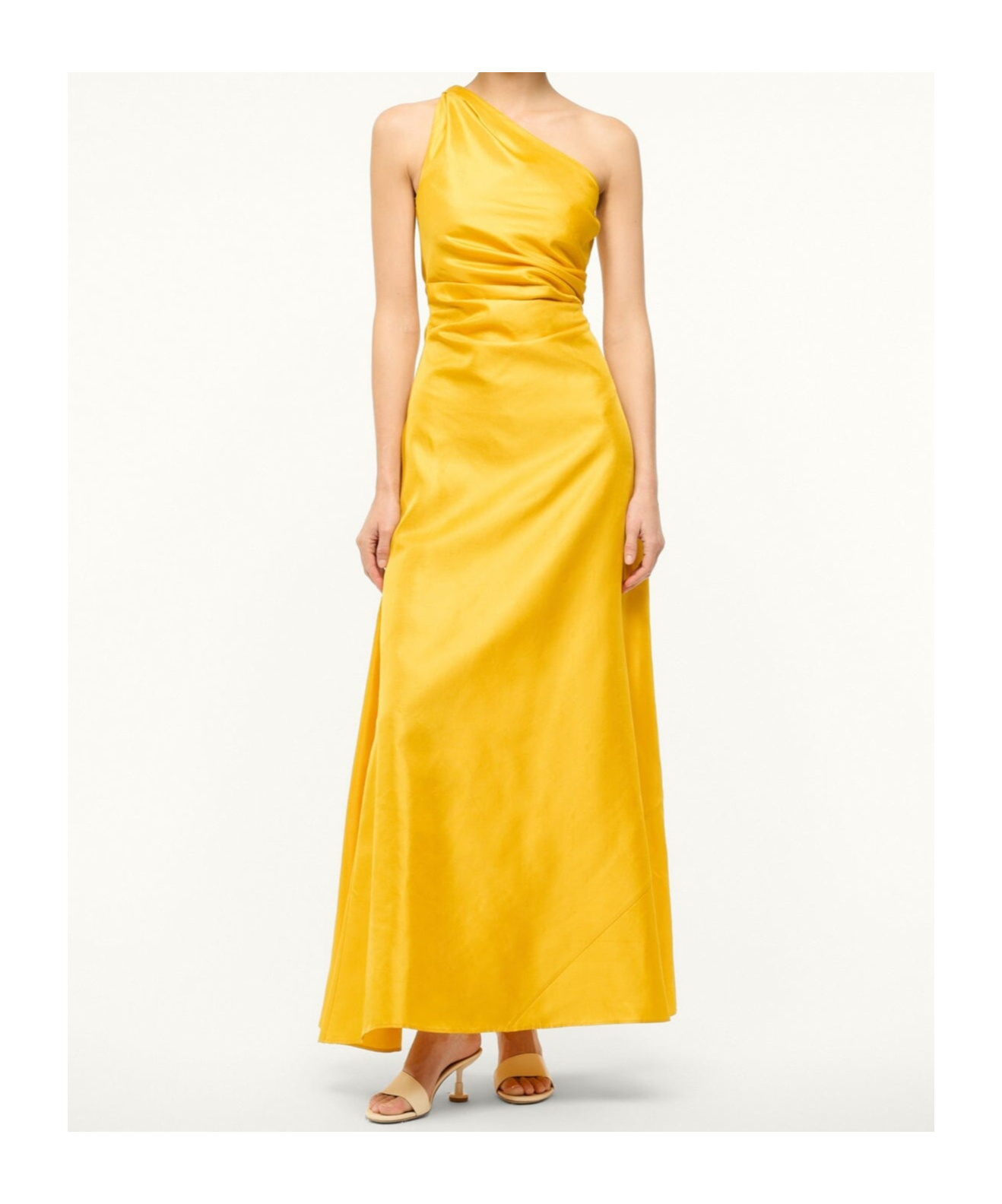 Staud One-shoulder Midi Dress In Yellow