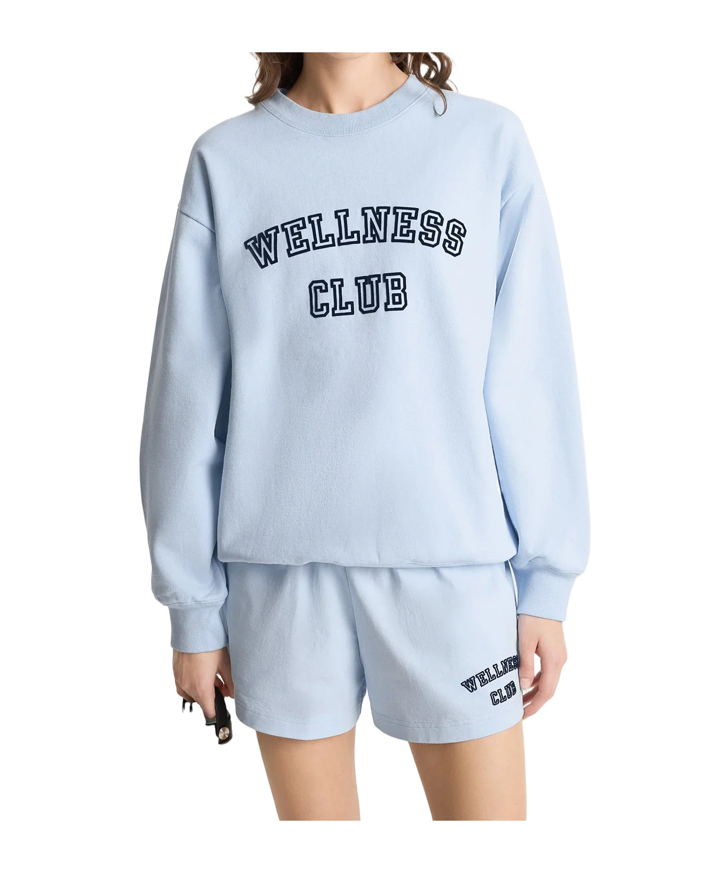 Sporty And Rich Wellness Club Flocked Crewneck Sweatshirt In Blue