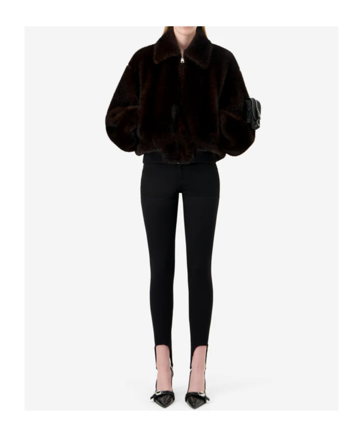 Coperni High-collar Brown Synthetic Fur Bomber Jacket In Brown