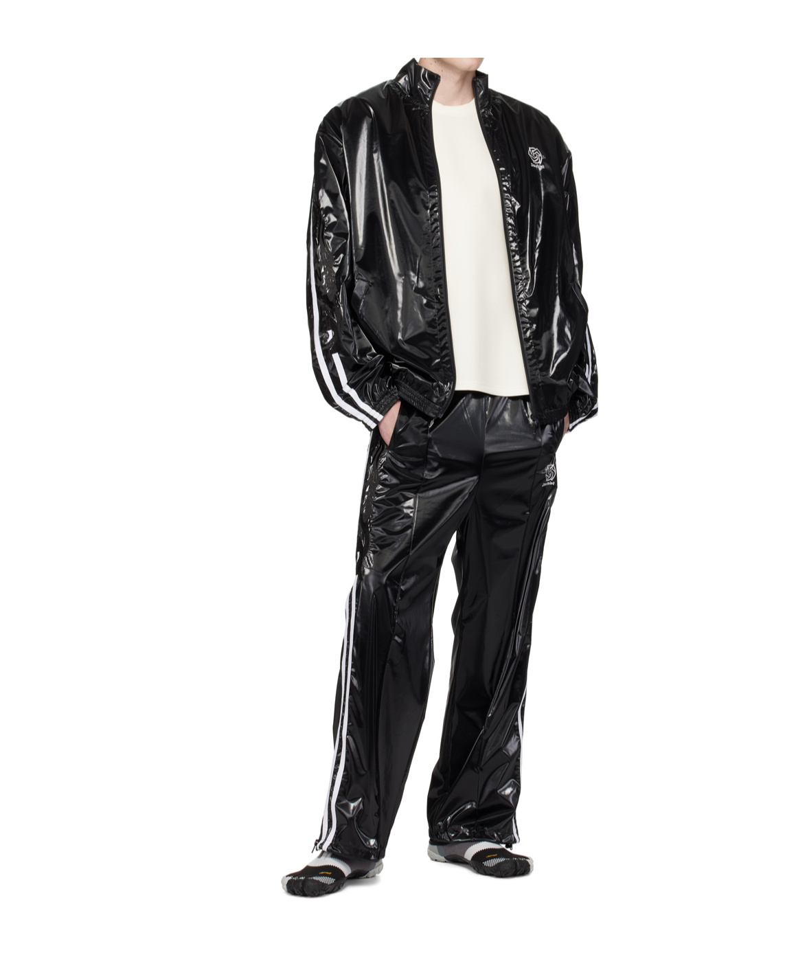Doublet Laminate Track Pants In Black