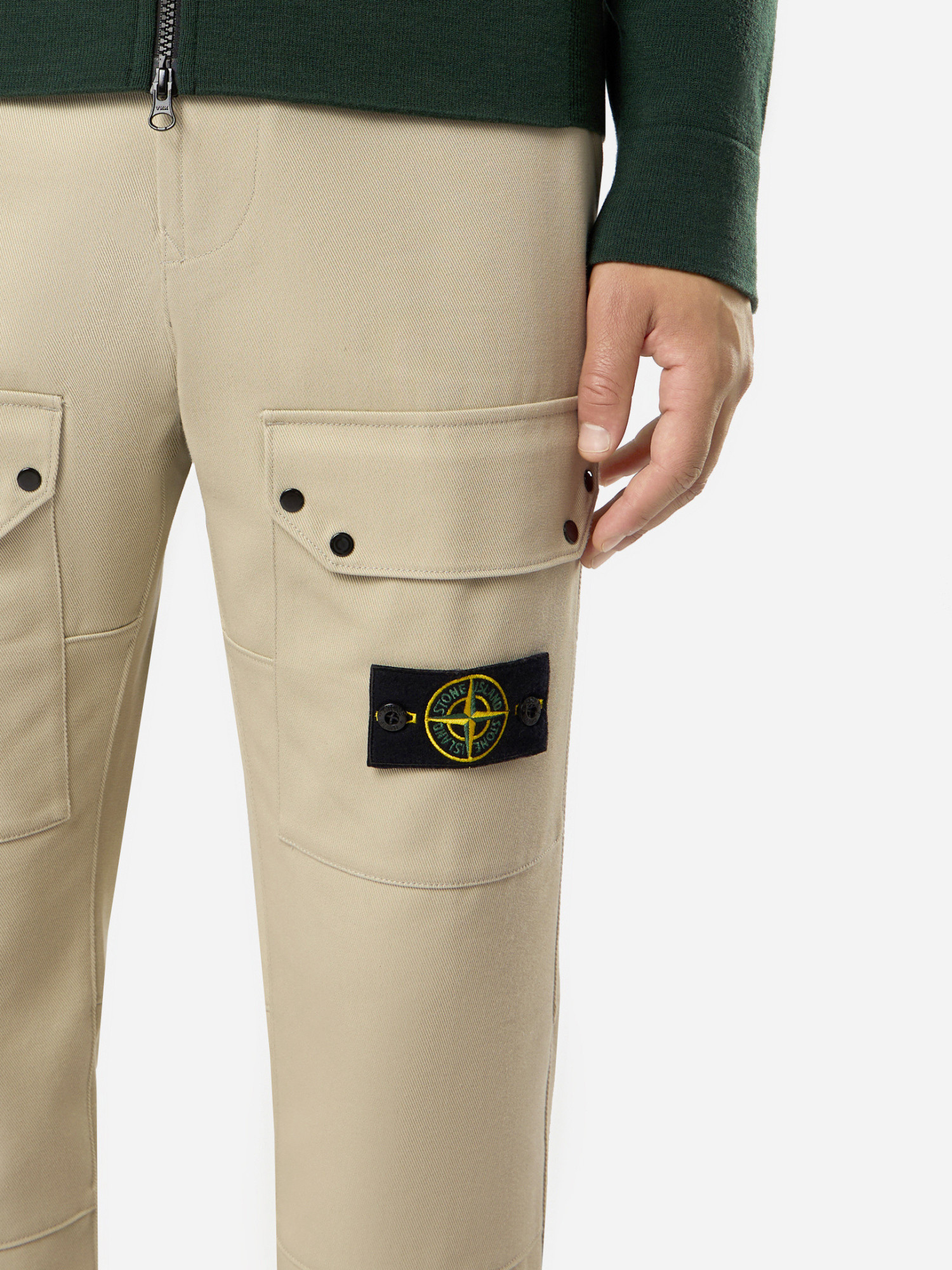 Stone Island Casual Pants With Waist And Loop Straps In White