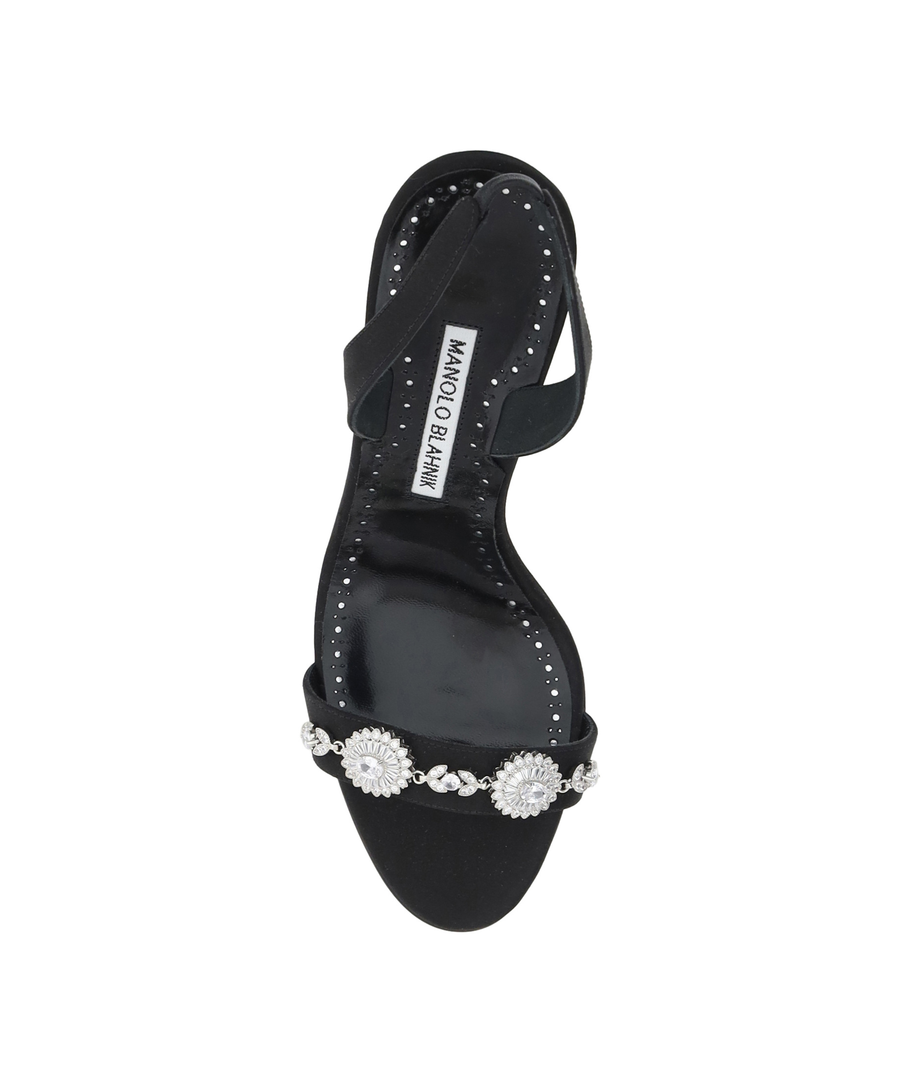 Manolo Blahnik 90mm Lamisan Satin Embellished Slingback Sandals In Multicolor